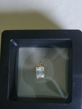 Gold Emerald-Cut Clear Stone Pendant Necklace - Women Jewelry